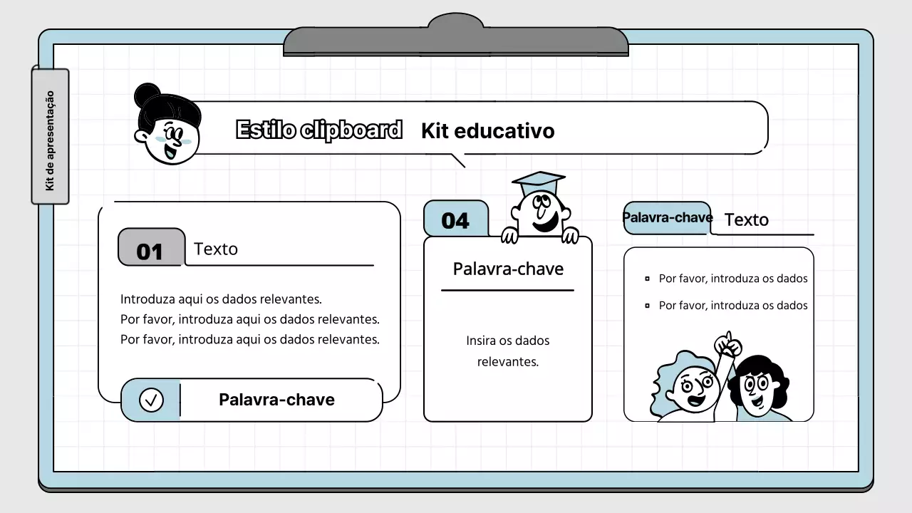 Bloco de notas azul claro e branco conceito kit de apresentação educativa