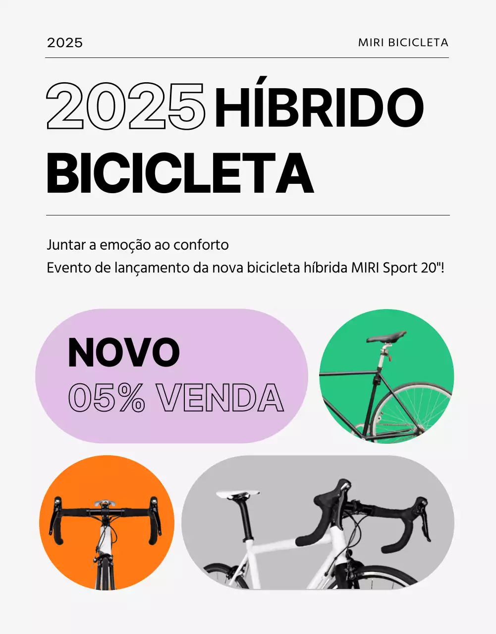 Evento de ciclismo com fundo cinzento e linhas simples