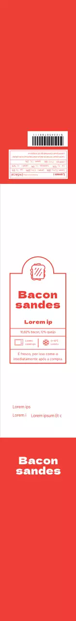 Etiquetas para sanduíches vermelhas, limpas e ilustradas
