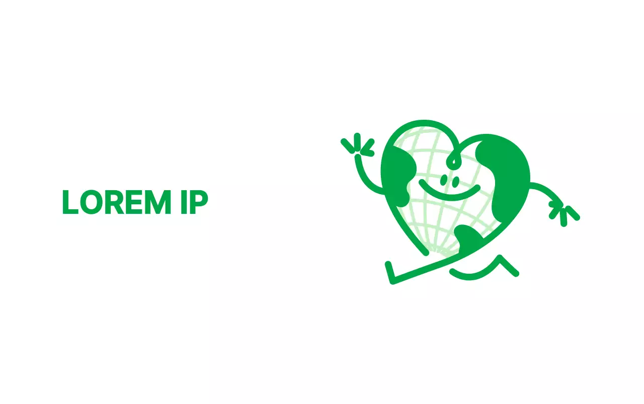 Promova uma campanha de caminhadas com uma bonita personagem da terra, verde e em forma de coração.