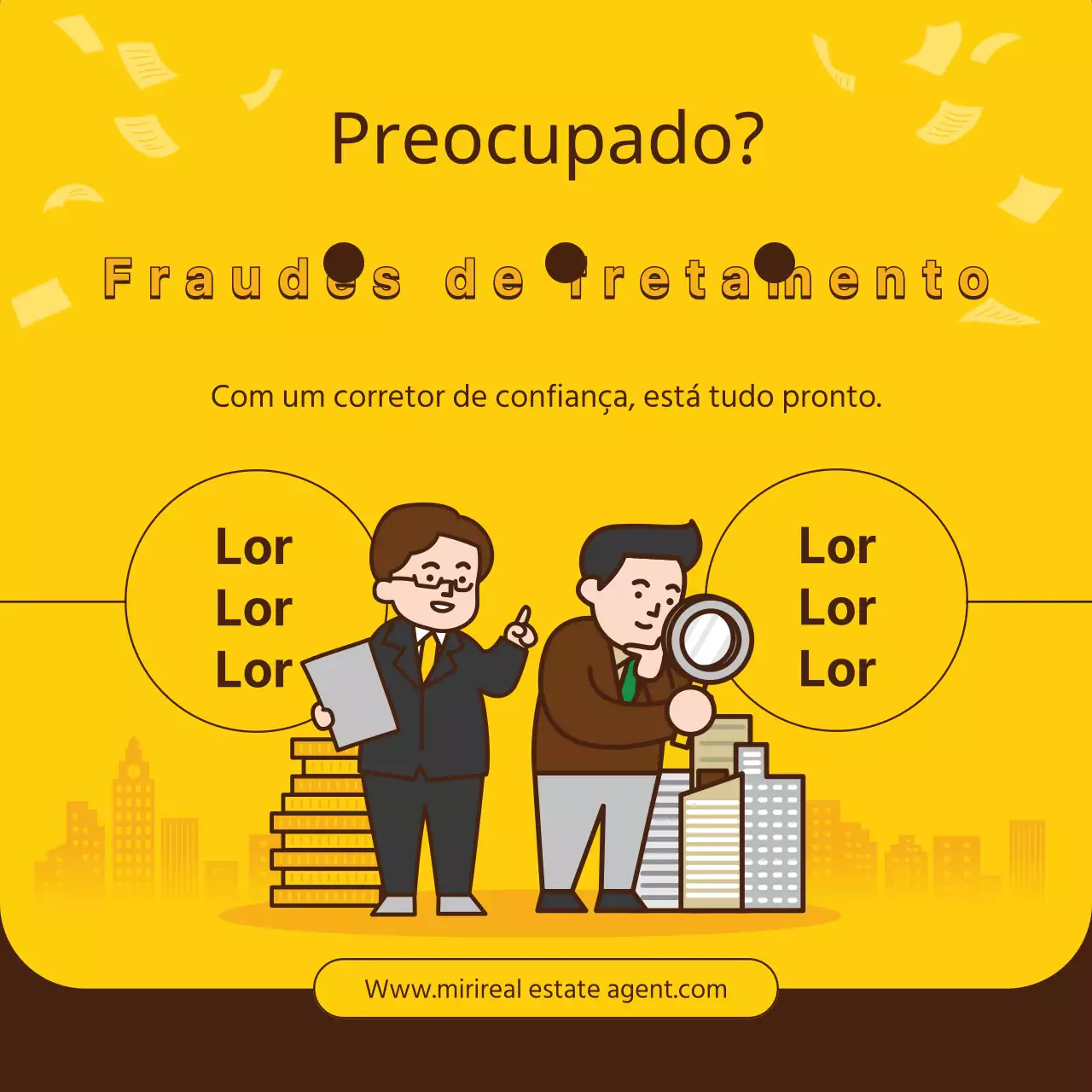 Amarelo castanho Conceito de ilustração simples e limpo para promover um agente imobiliário de confiança