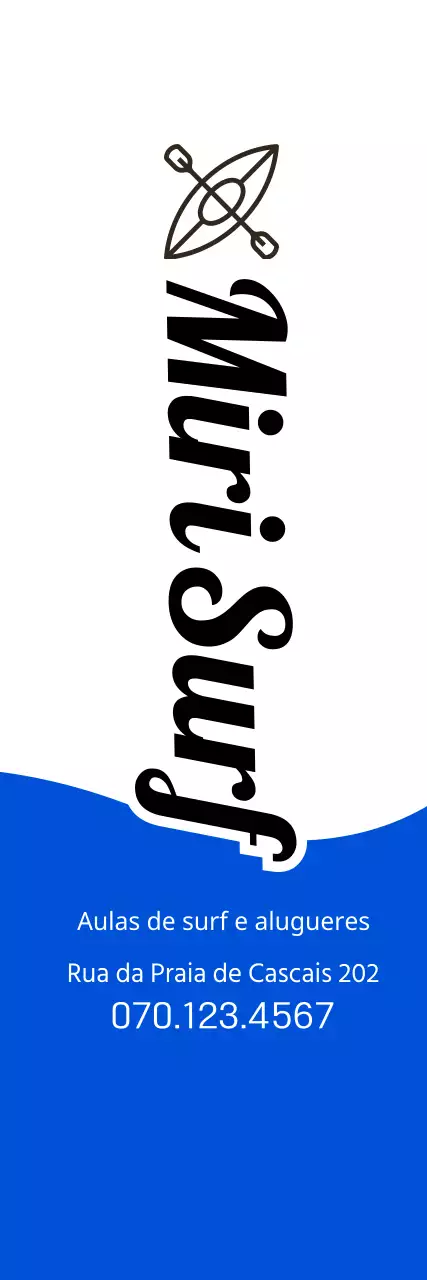 Conceito simples em azul-marinho e preto para informação e promoção do surf