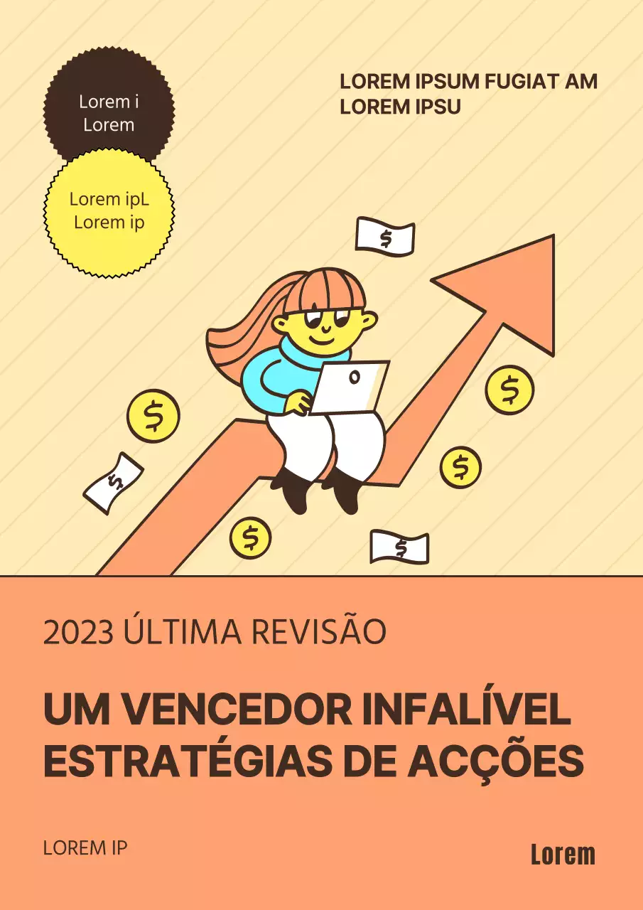 Capa de stock picking com setas e ilustração de pessoas em tons de laranja e amarelo