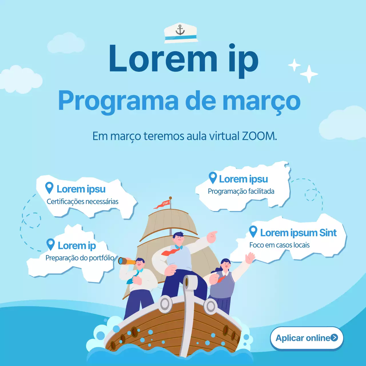 Um post de promoção de aulas de carreira azul, fixe e de regresso às aulas