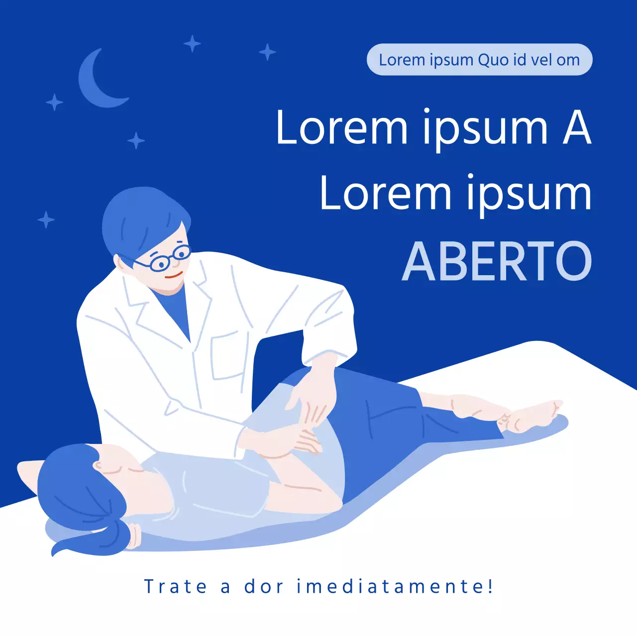 Esquema de cores azul com ilustrações simples e um conceito infográfico.