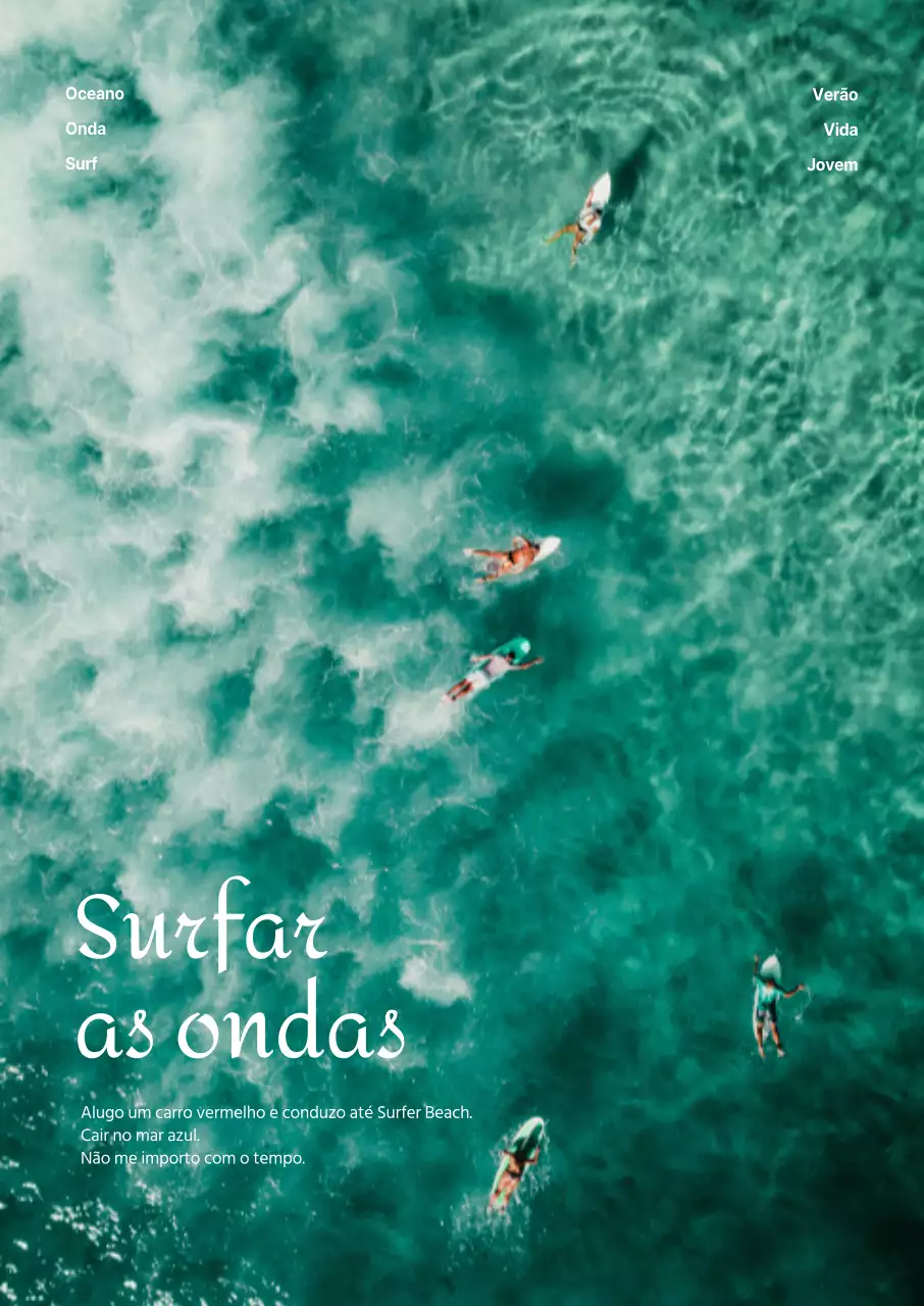 Interior fresco de verão com surfistas no oceano azul