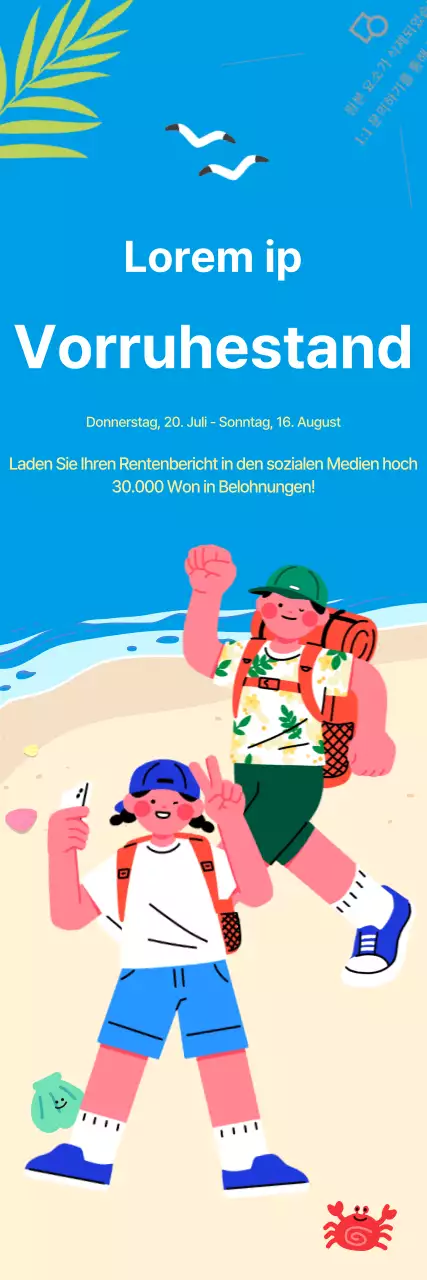 Förderung von Aufenthalten für zwei Personen am Meer und am Strand