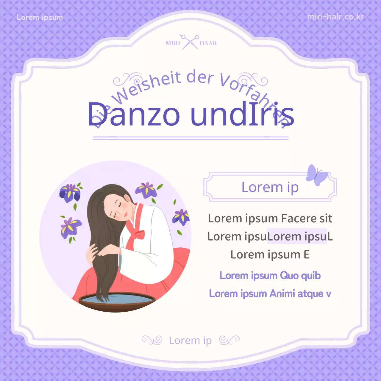 Einführung des lila Illustrationskonzepts von tan'o und Irisinformationen