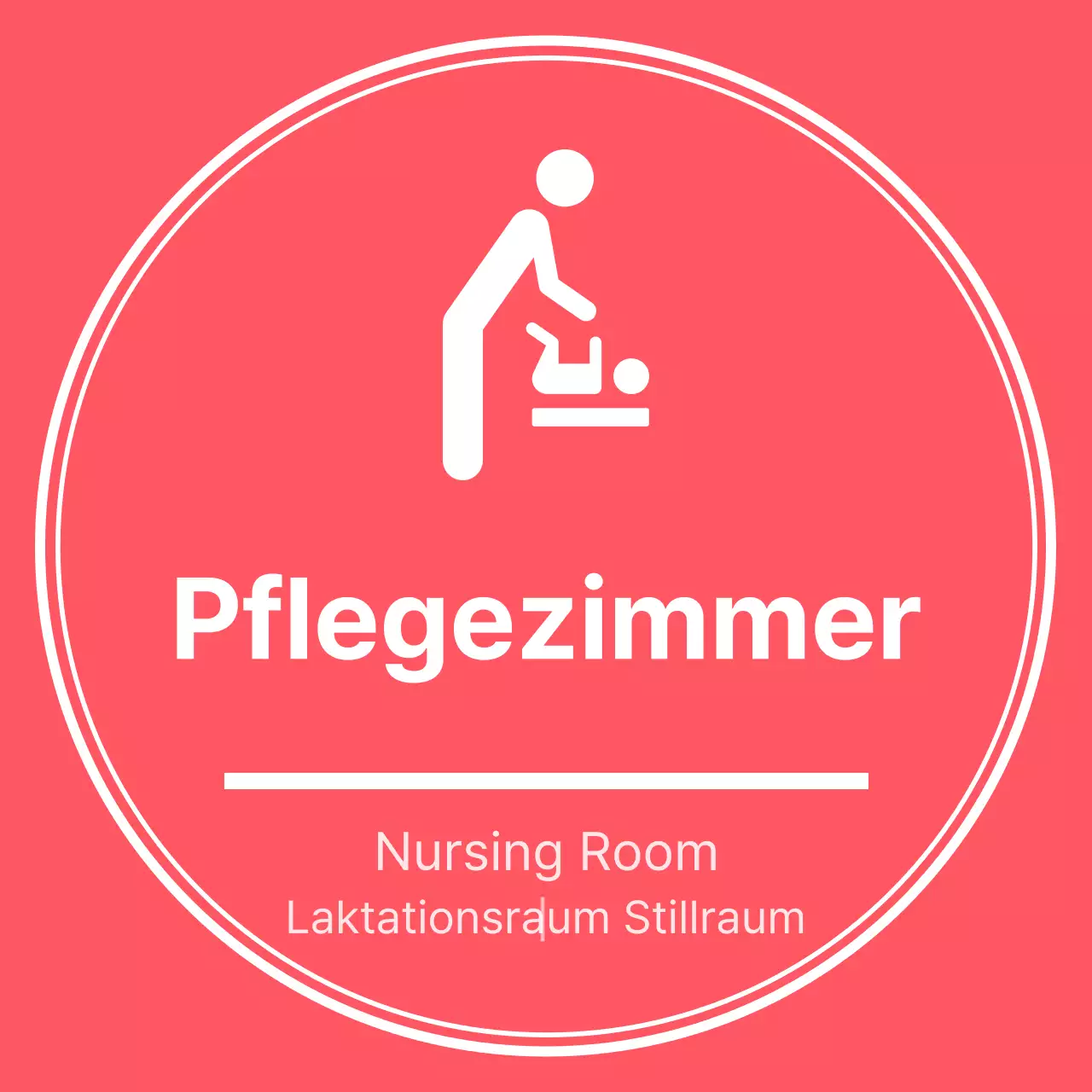 Leitfaden für Piktogramme in rosa und weiß im einfachen Stil für Pflegezimmer