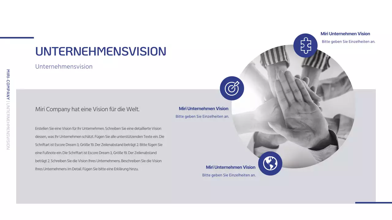 Ein einfaches Unternehmensprofil in Marineblau und Grau