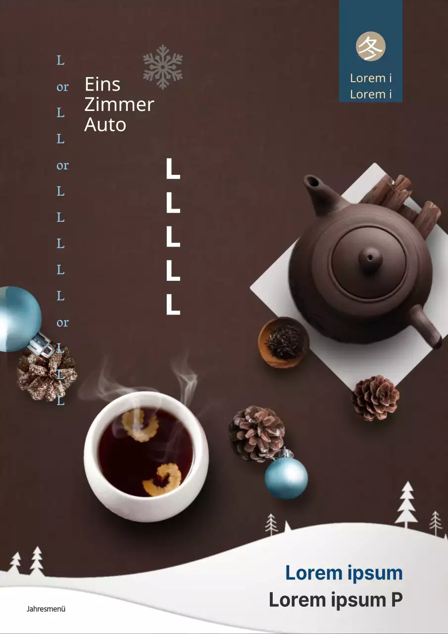 Brown and blue cafe warme Wintergetränke neue Speisekarte