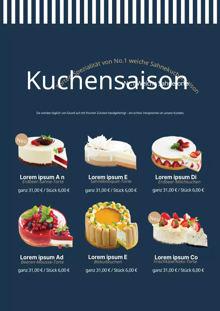 Vorschläge für Torten im europäischen Stil