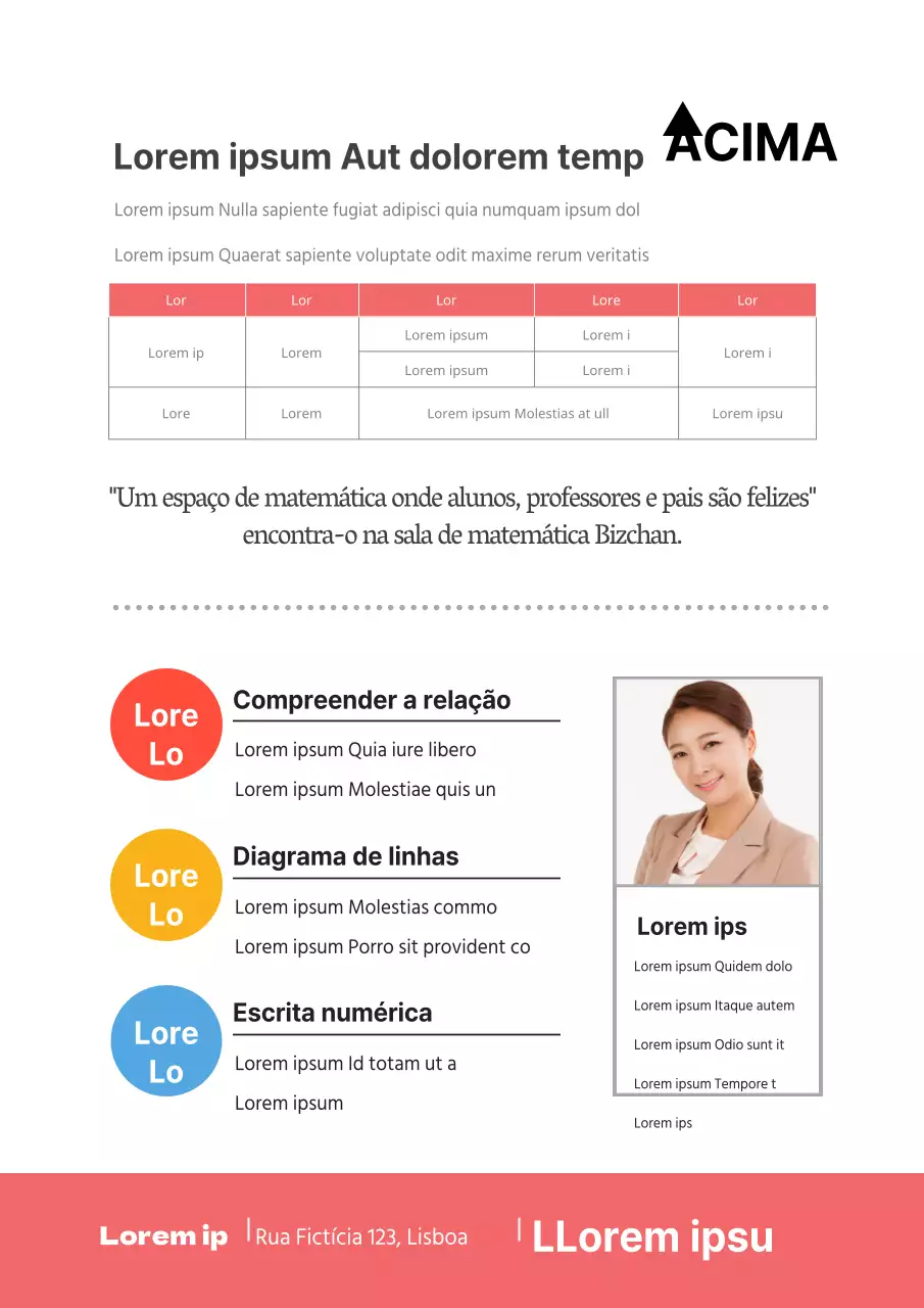 Promoção escolar de matemática com instruções passo a passo em vermelho