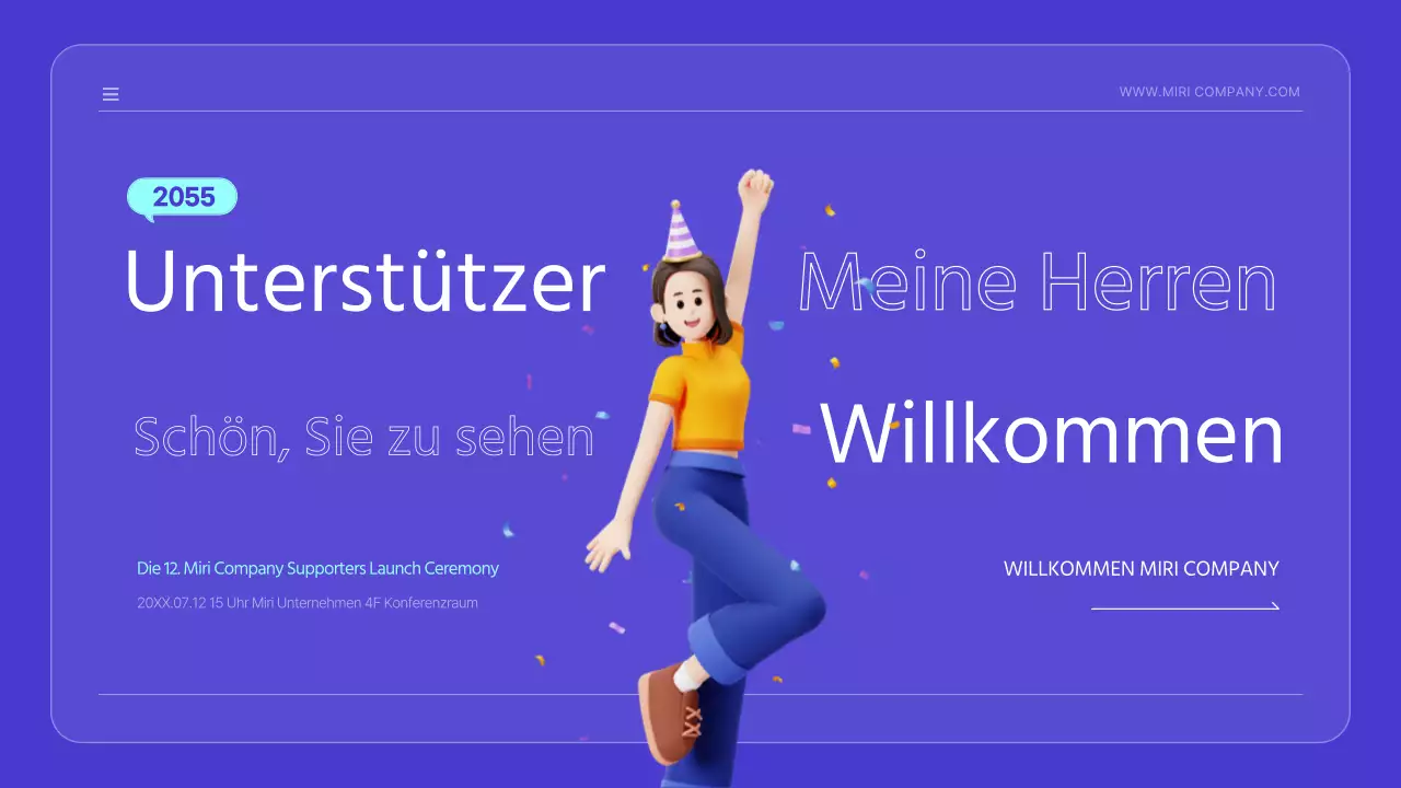Kitschige Markteinführungsanzeige mit niedlichen blauen Illustrationen
