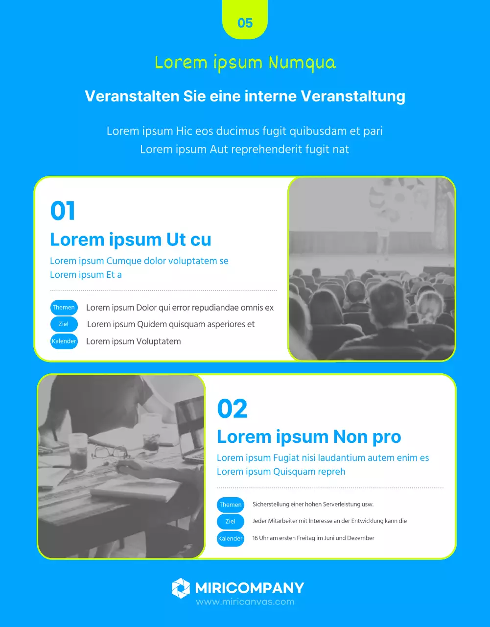 Interner Schulungsleitfaden mit fluoreszierenden blauen Akzenten