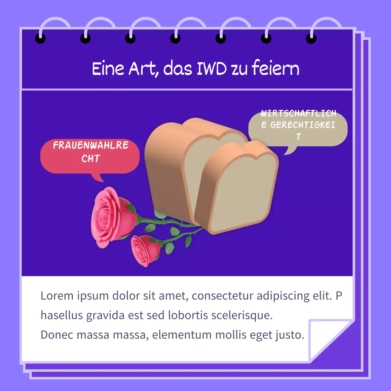 Lila Illustration von Frauen verschiedener Rassen zur Förderung des Internationalen Frauentags