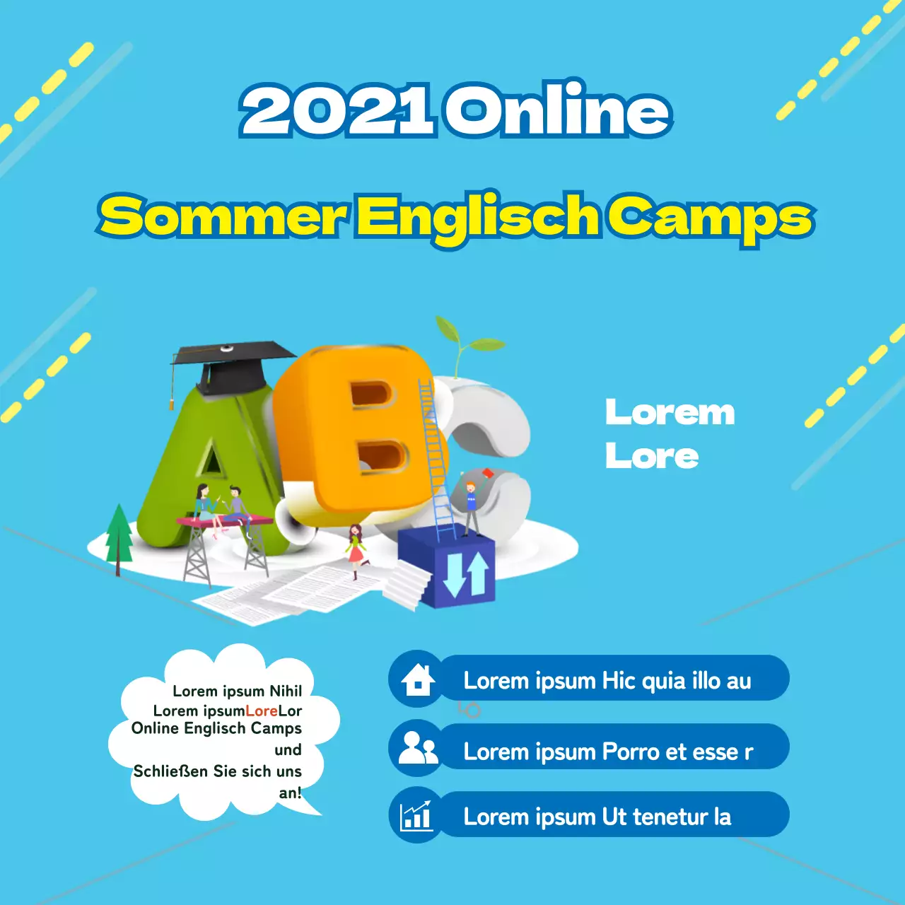 Förderung von hellblau-rosa Online-Sommercamps für Englisch