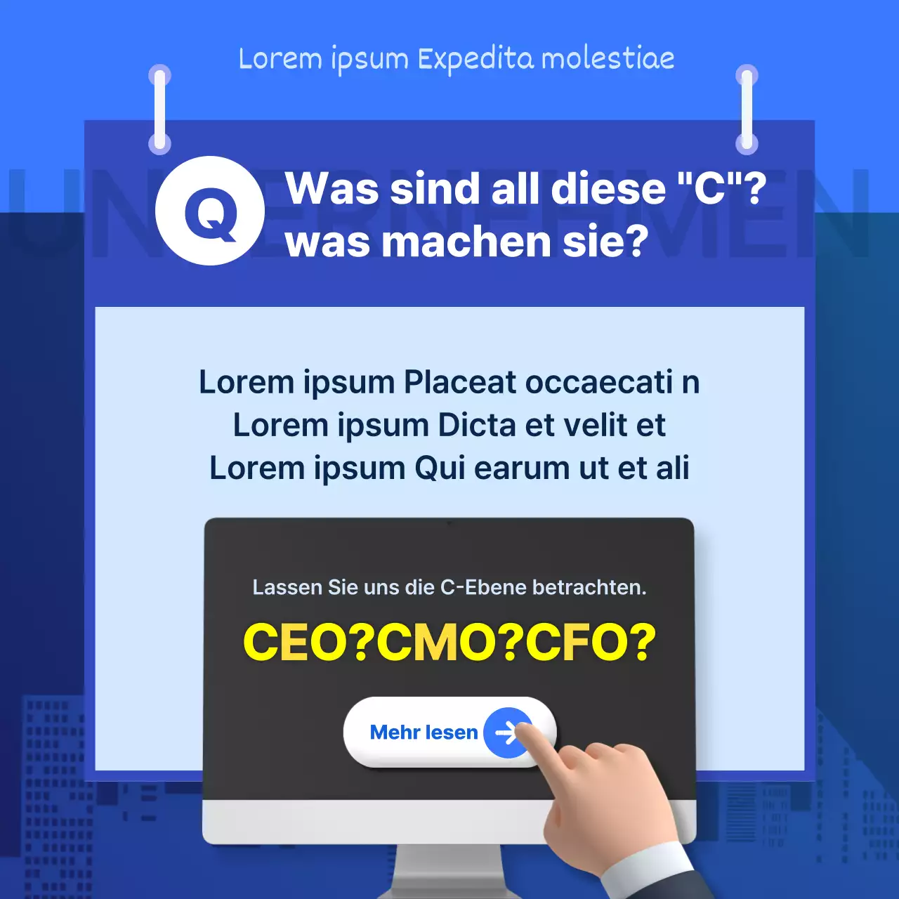 Navy und blau 3D solide ordentlich Startup Business Trivia KarteNews