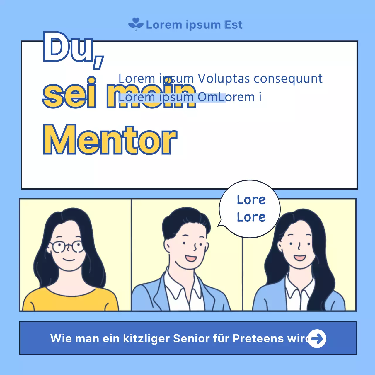 Hellblaues und gelbes modernes Jugendzentrum Mentoring-Einstellung