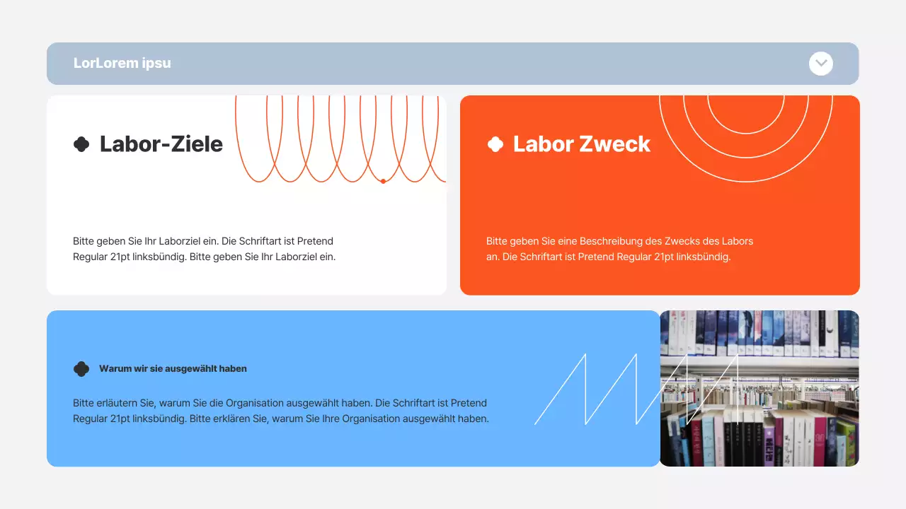 Laborbericht mit blauem und orangefarbenem Rahmen