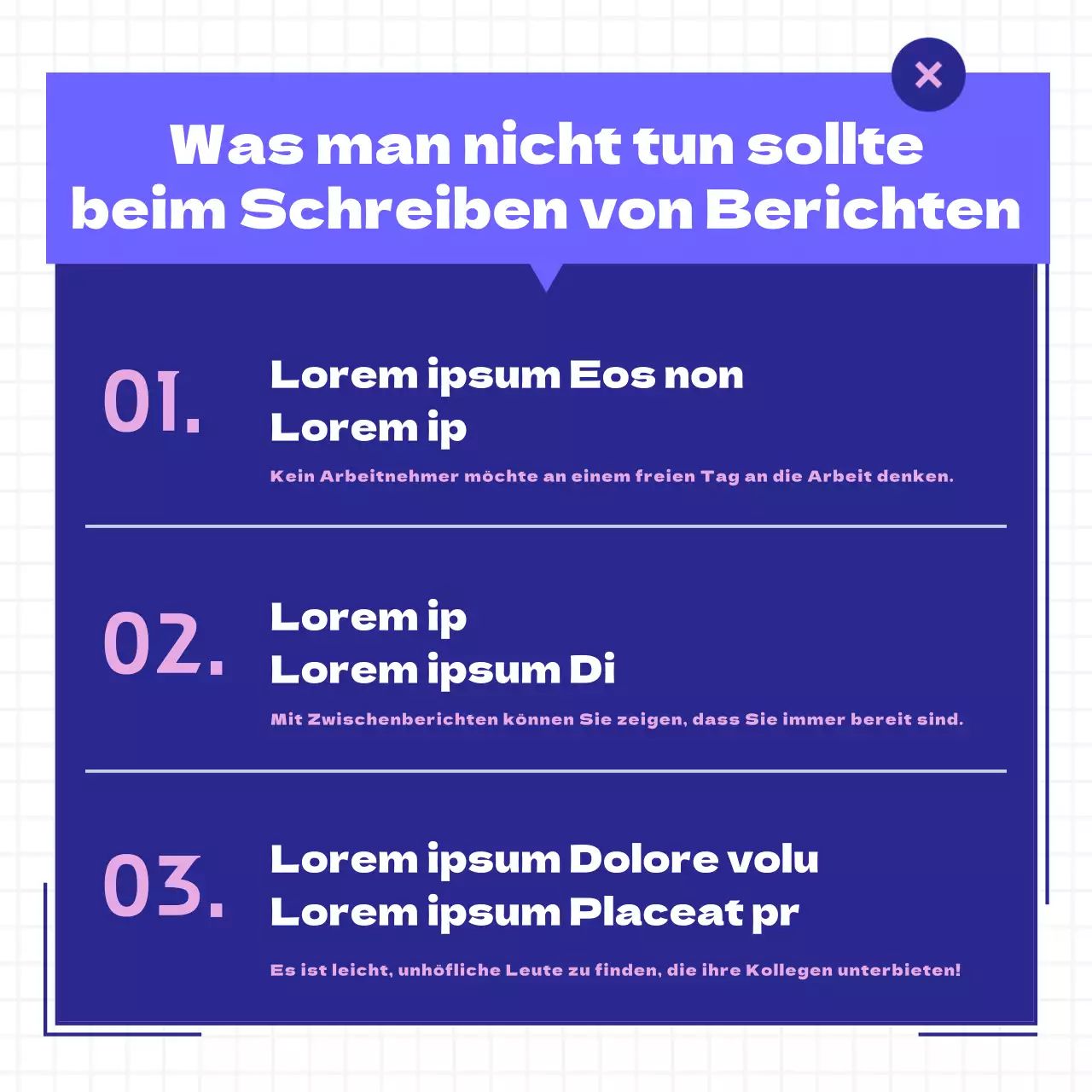 Blaue und rosafarbene Work-Life-Cardnews