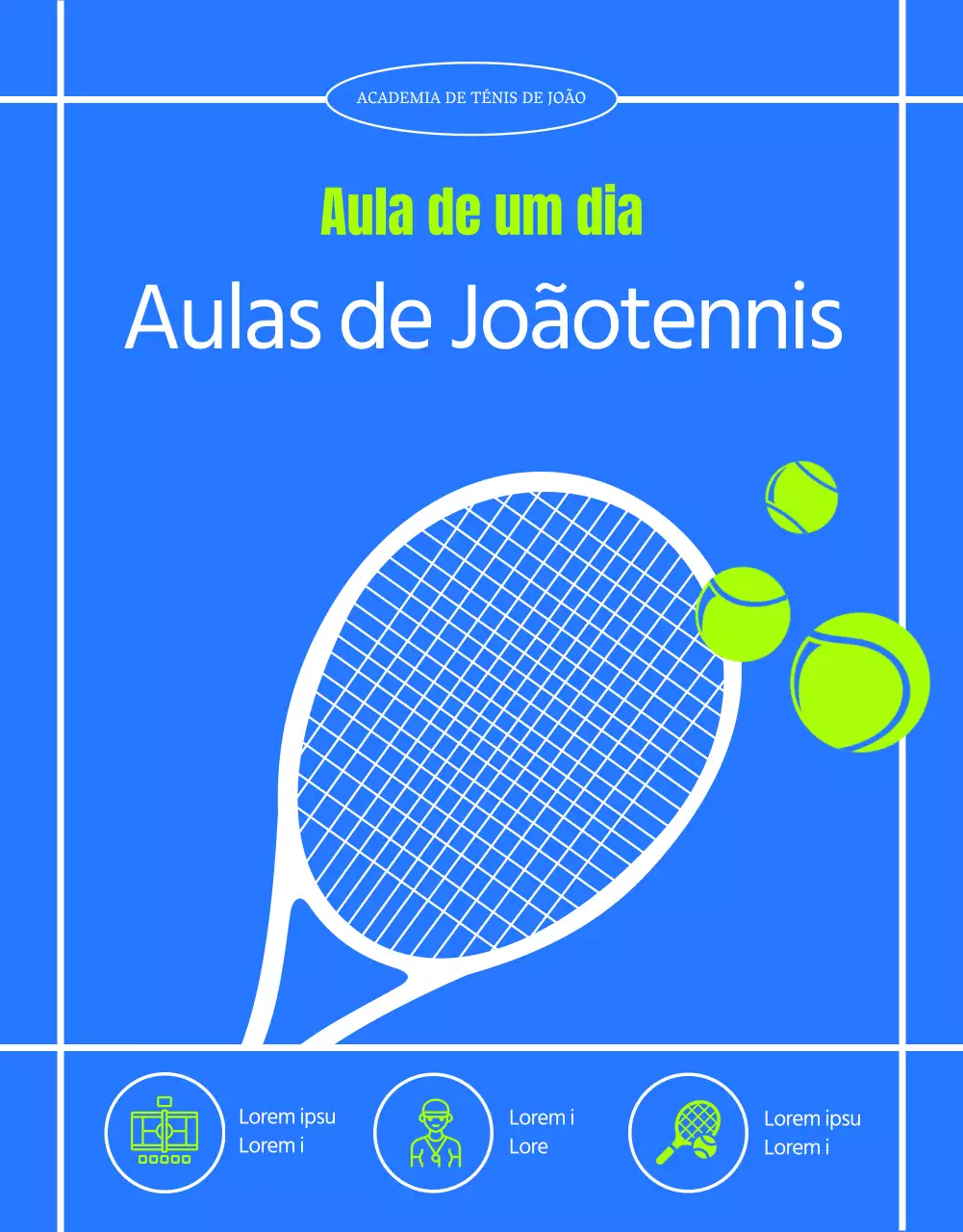 Aulas de ténis de um dia nas cores azul e néon Bilhete de experiência de um dia Aula 1:1 Saúde e fitness MyTennis Academy