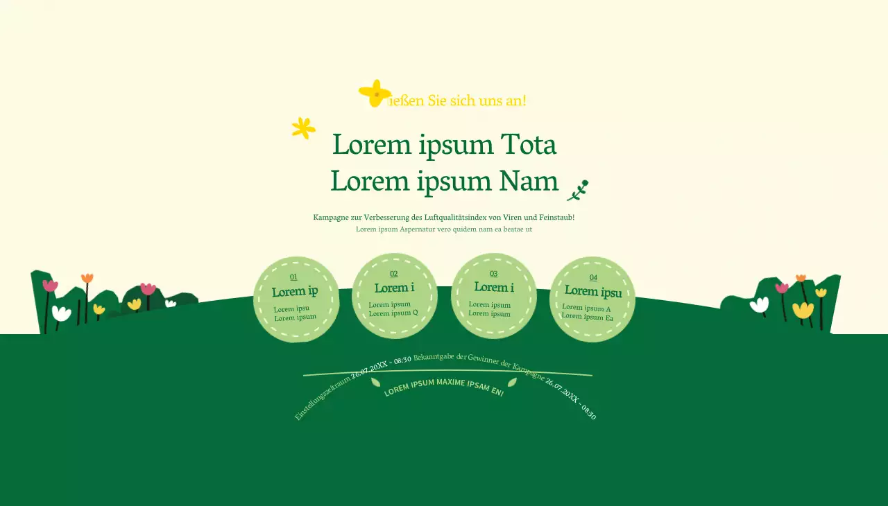 Über die grün-gelbe Kampagne "Zu Fuß zur Arbeit" im sauberen Stil