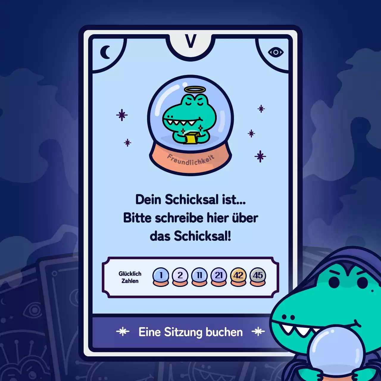 Tarotkarten-Psychologietest mit einem lila Charakterkonzept