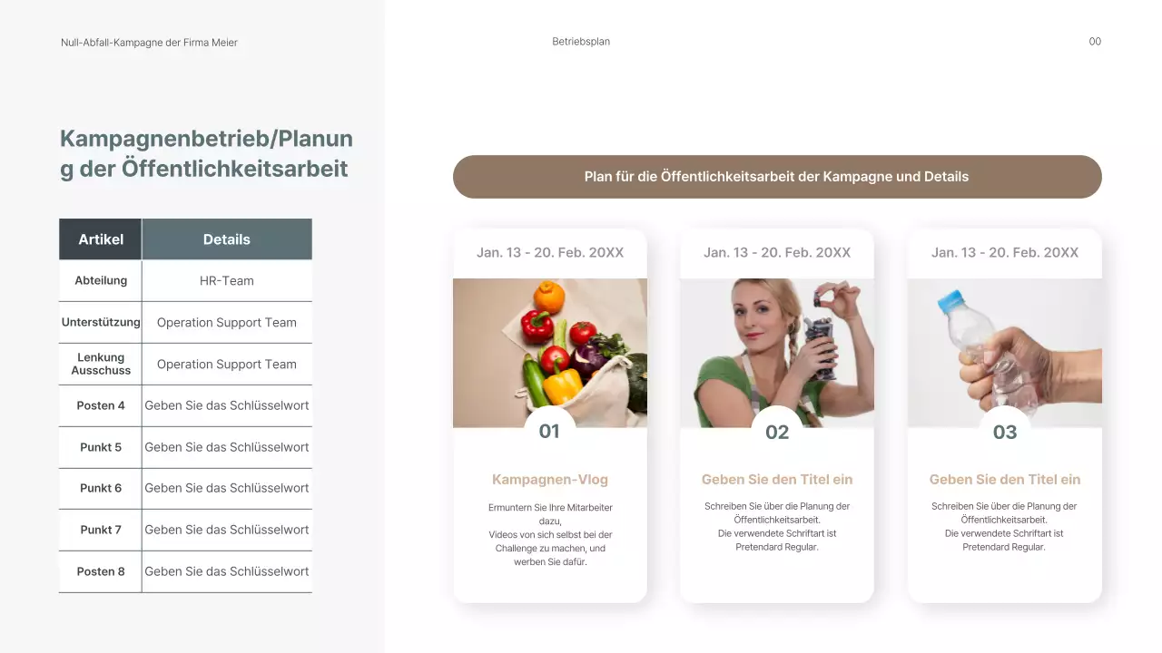 Präsentation eines Pitches für eine interne Umweltkampagne in beruhigenden Grüntönen