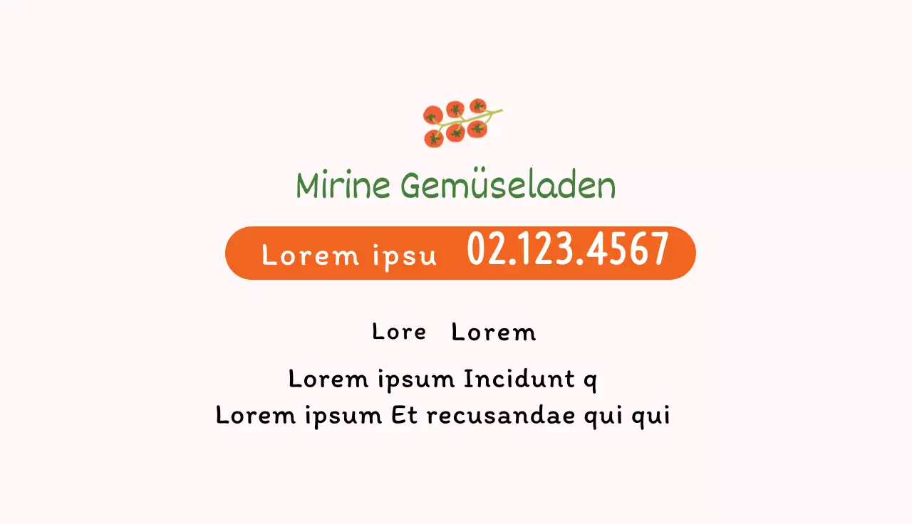 Orangefarbene Illustration eines sauberen Gemüseladens