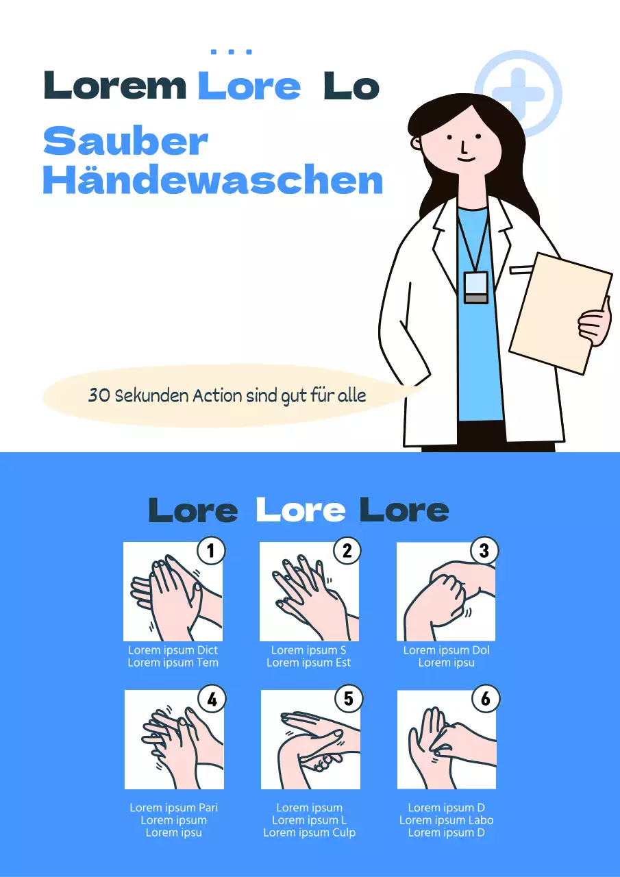 Niedlicher blau-weißer Handwasch-Kampagnenflyer