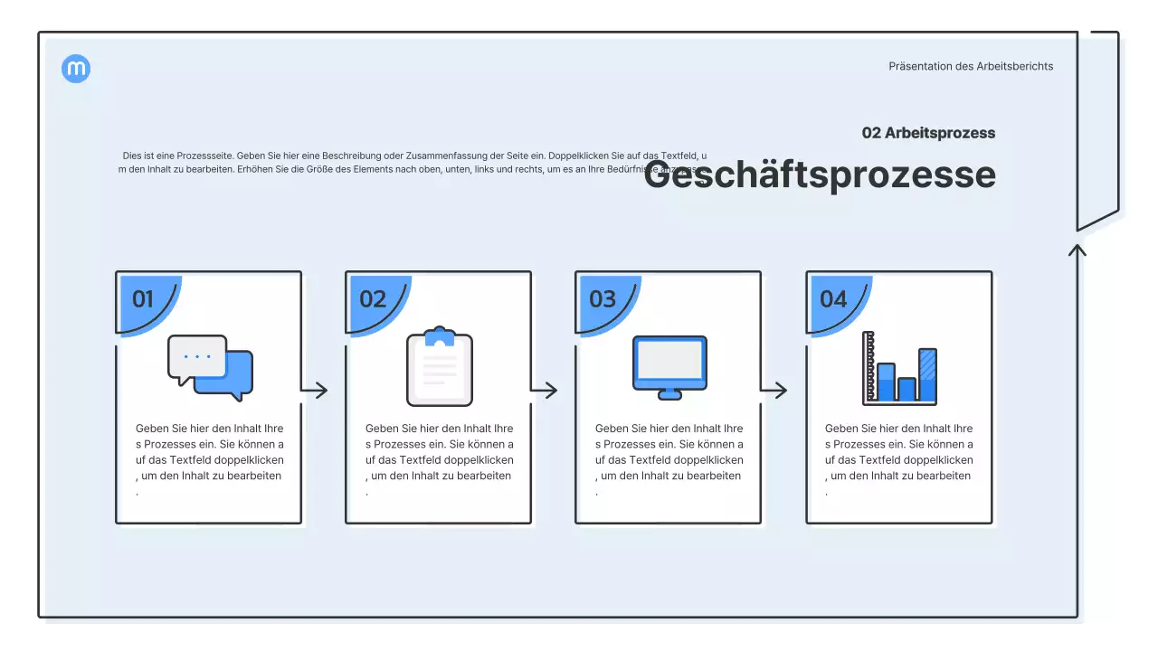 Punktformen mit hellblauen Pfeilen Business Presentation Kit