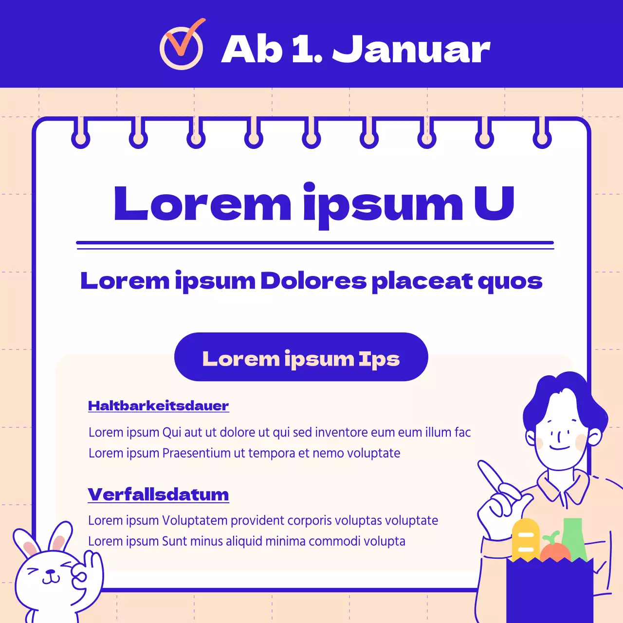 Einführung in die seit diesem Jahr geänderte Politik, die hübsch in blau und rosa gehalten ist