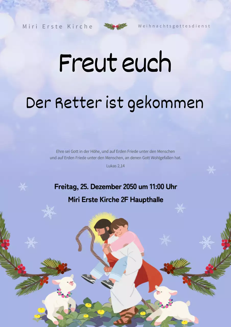 Hellblau Warm Illustration Weihnachten Service Ankündigung Web Poster Portrait