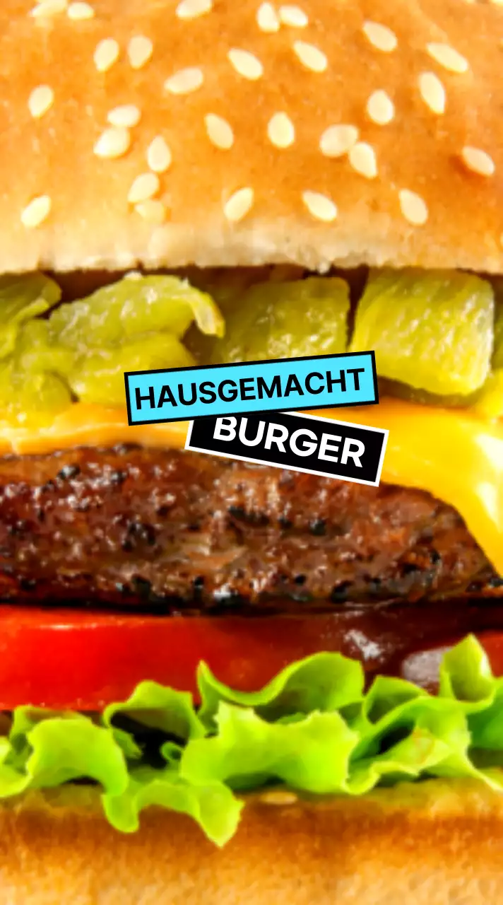 Handgemachte Burger mit blauem und schwarzem Etikett