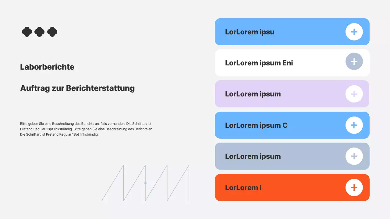Laborbericht mit blauem und orangefarbenem Rahmen