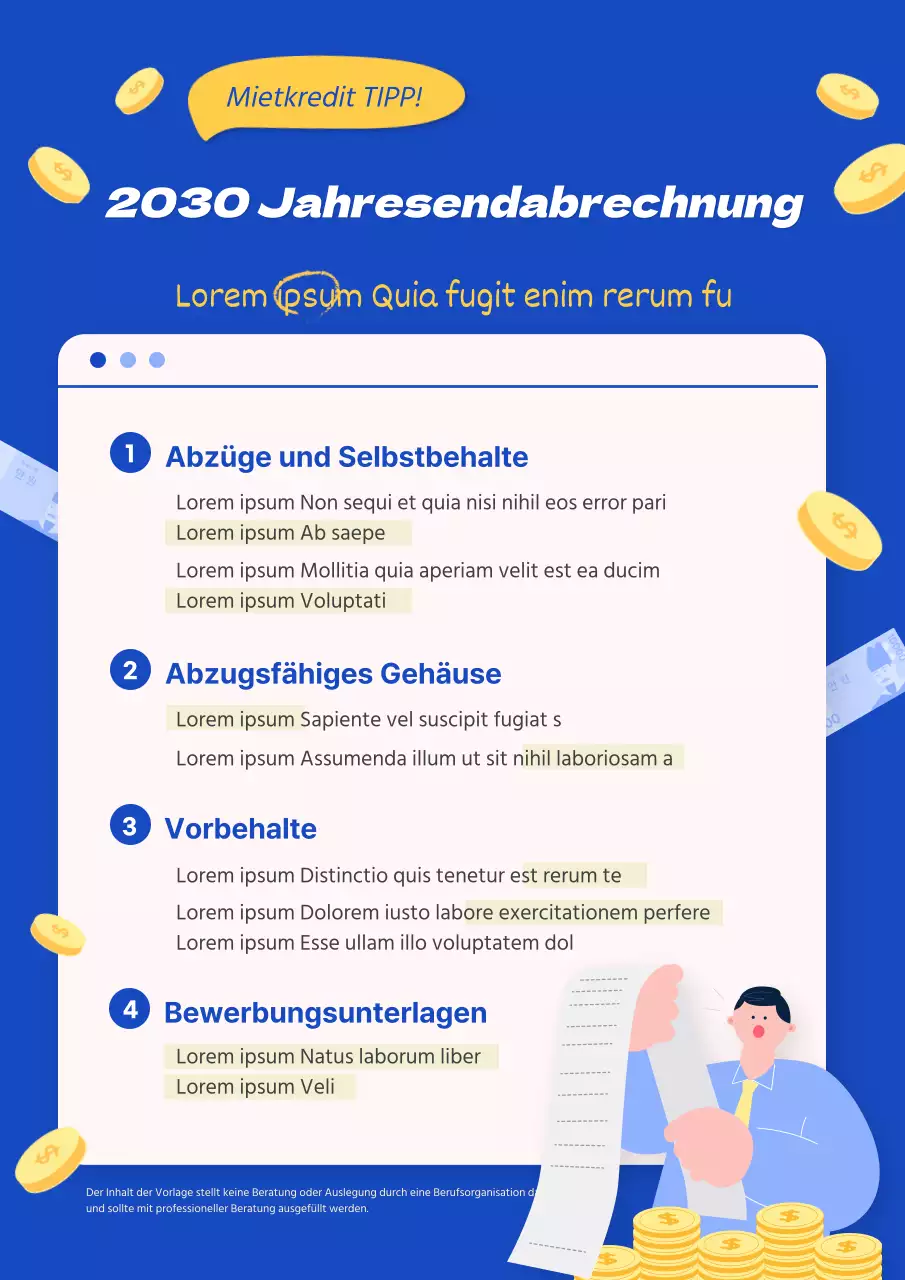 Blau und gelb saubere Illustration Jahresende Web-Poster vertikal