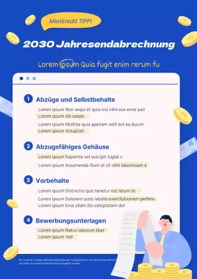 Blau und gelb saubere Illustration Jahresende Web-Poster vertikal