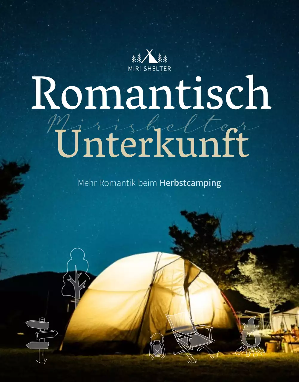 Emotionales Campingkonzept in Marineblau und Beige