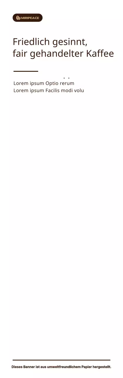 Brauner, einfacher Text mit Informationen zu Fairtrade-Kaffee im Regal