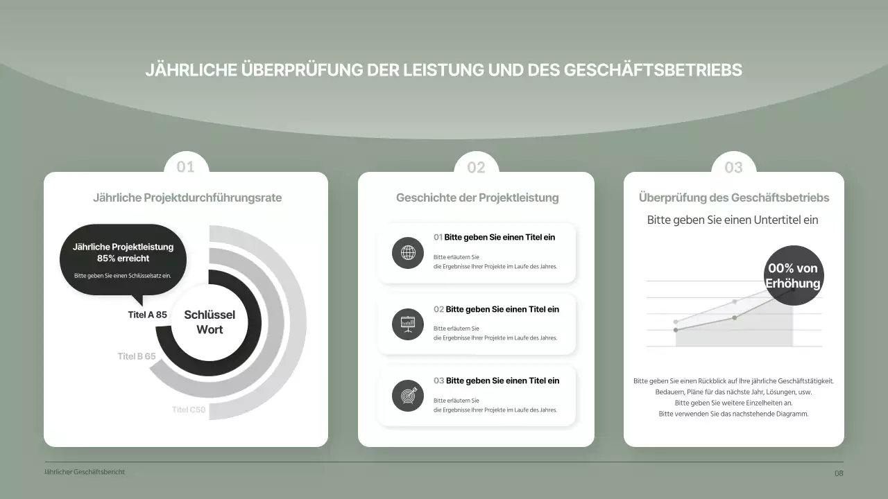 Ruhiger und sauberer Geschäftsbericht eines Gesundheitsunternehmens in dunklen Grüntönen