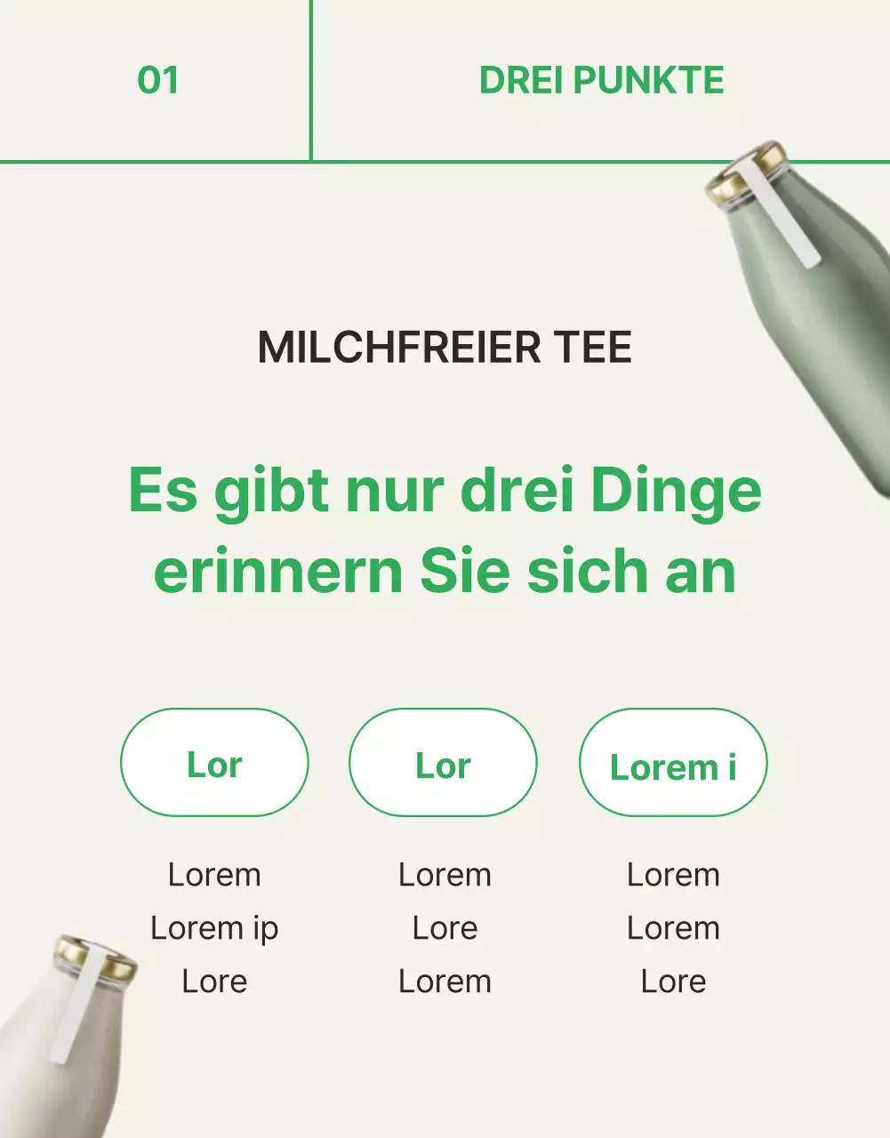 Förderung von grünem, einfachem Null-Milch-Tee