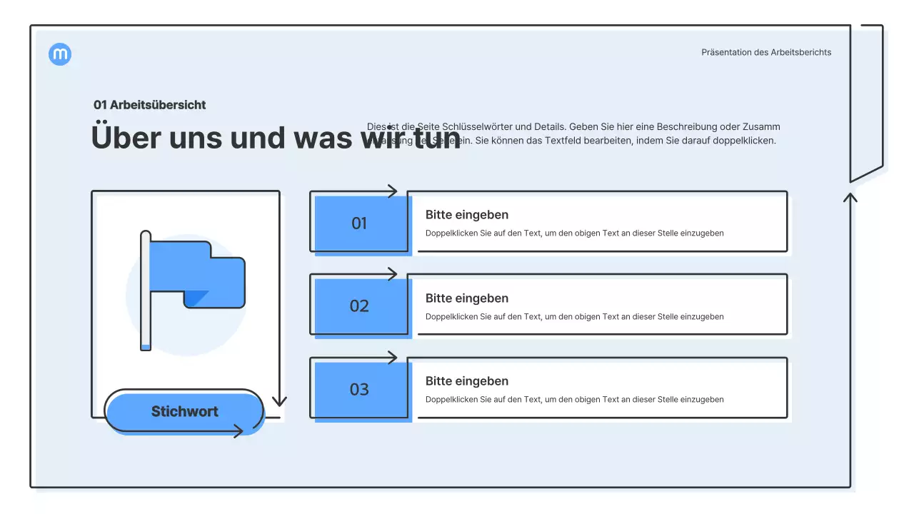 Punktformen mit hellblauen Pfeilen Business Presentation Kit