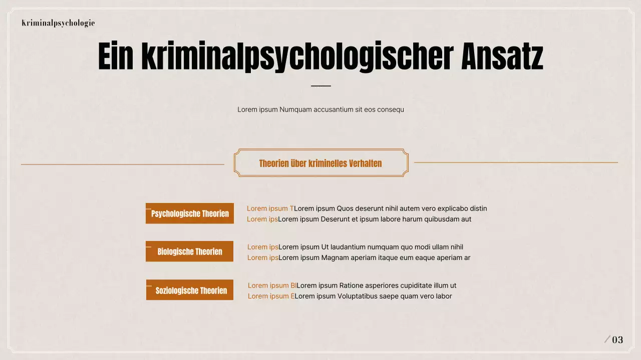 Vortrag über kriminalpsychologisches Profiling in Schwarz und Beige