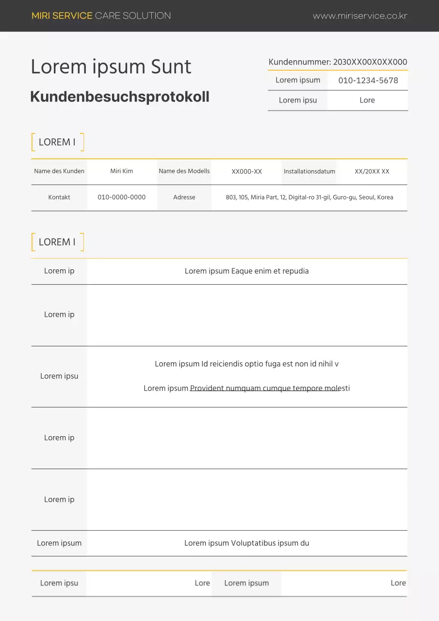Ein einfaches grau-gelbes Kundenbesuchstagebuch
