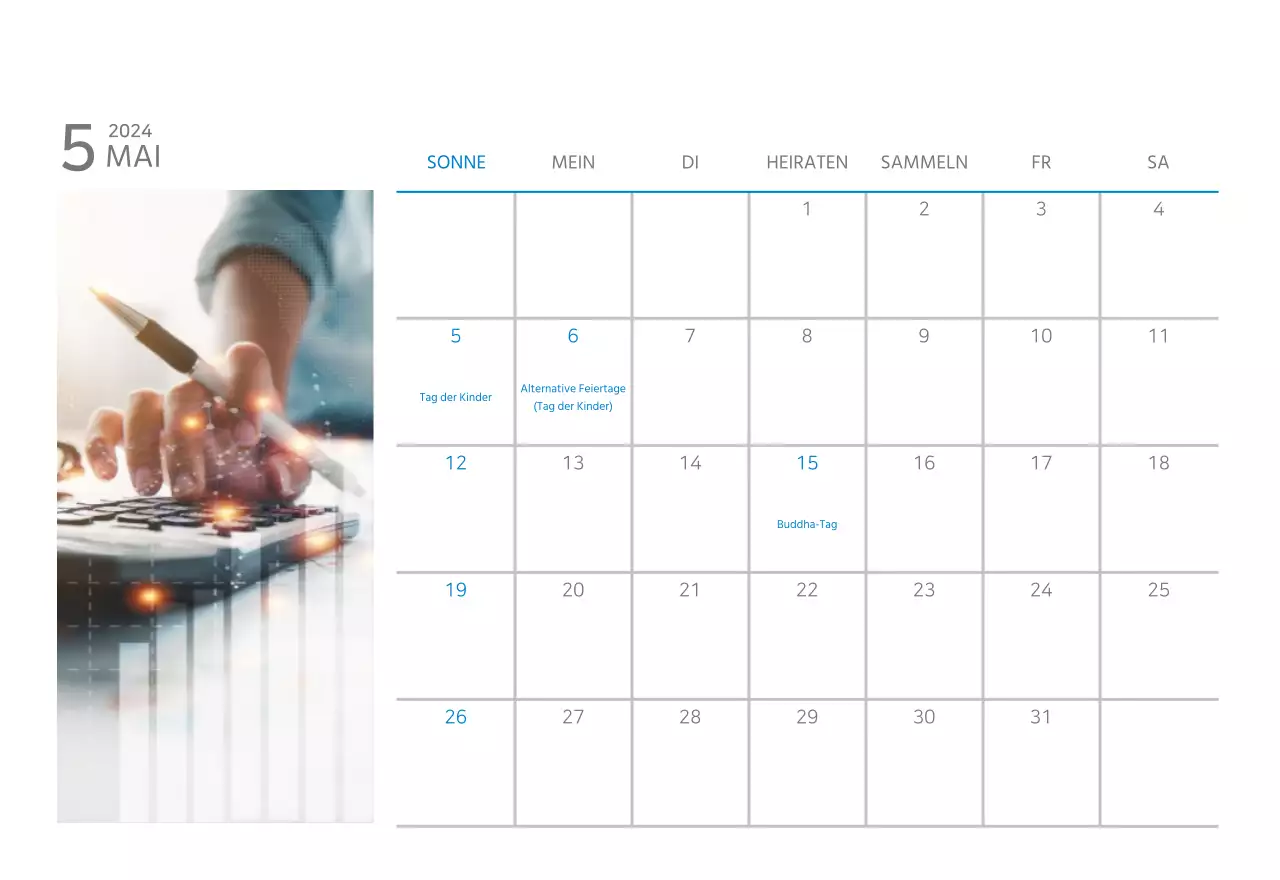 Weißer und einfacher Tischkalender für Unternehmen