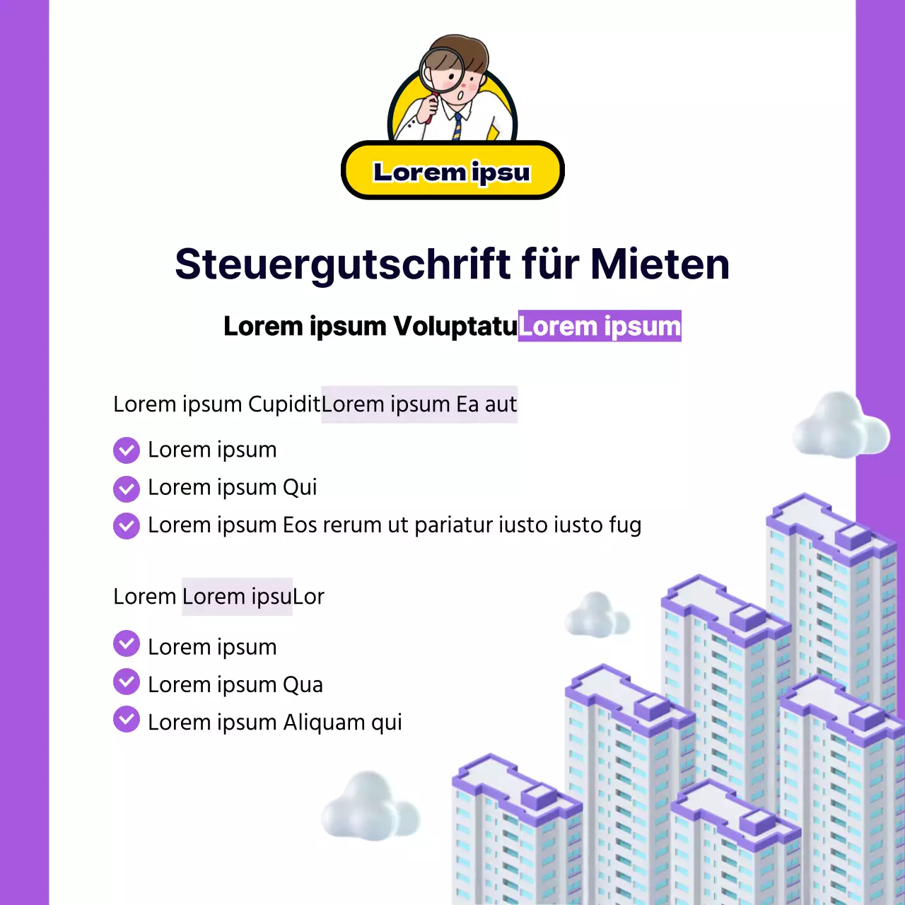 Versöhnung zum Jahresende mit niedlichen lila und gelben Illustrationen