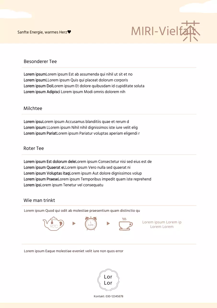 Niedliche Teehaus Werbeplakat mit Elfenbein Hintergrund