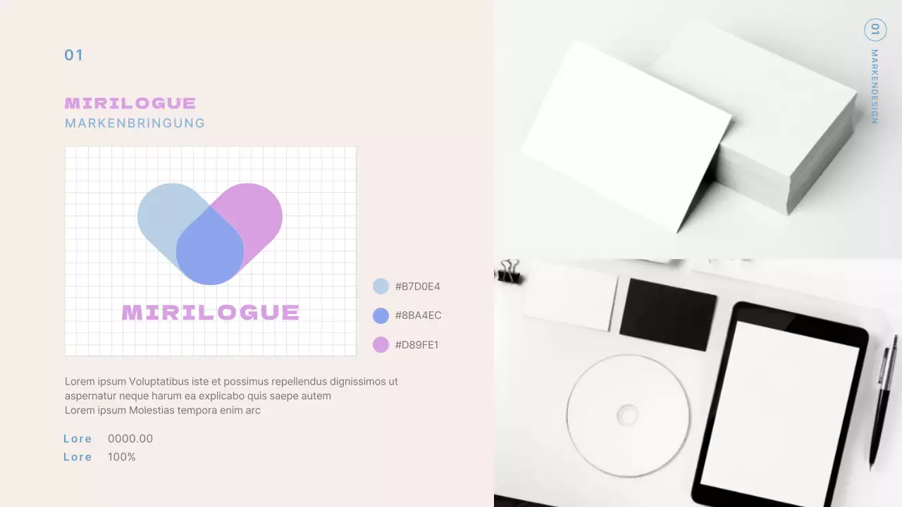 Moderne Designermappe in Beige und Hellblau