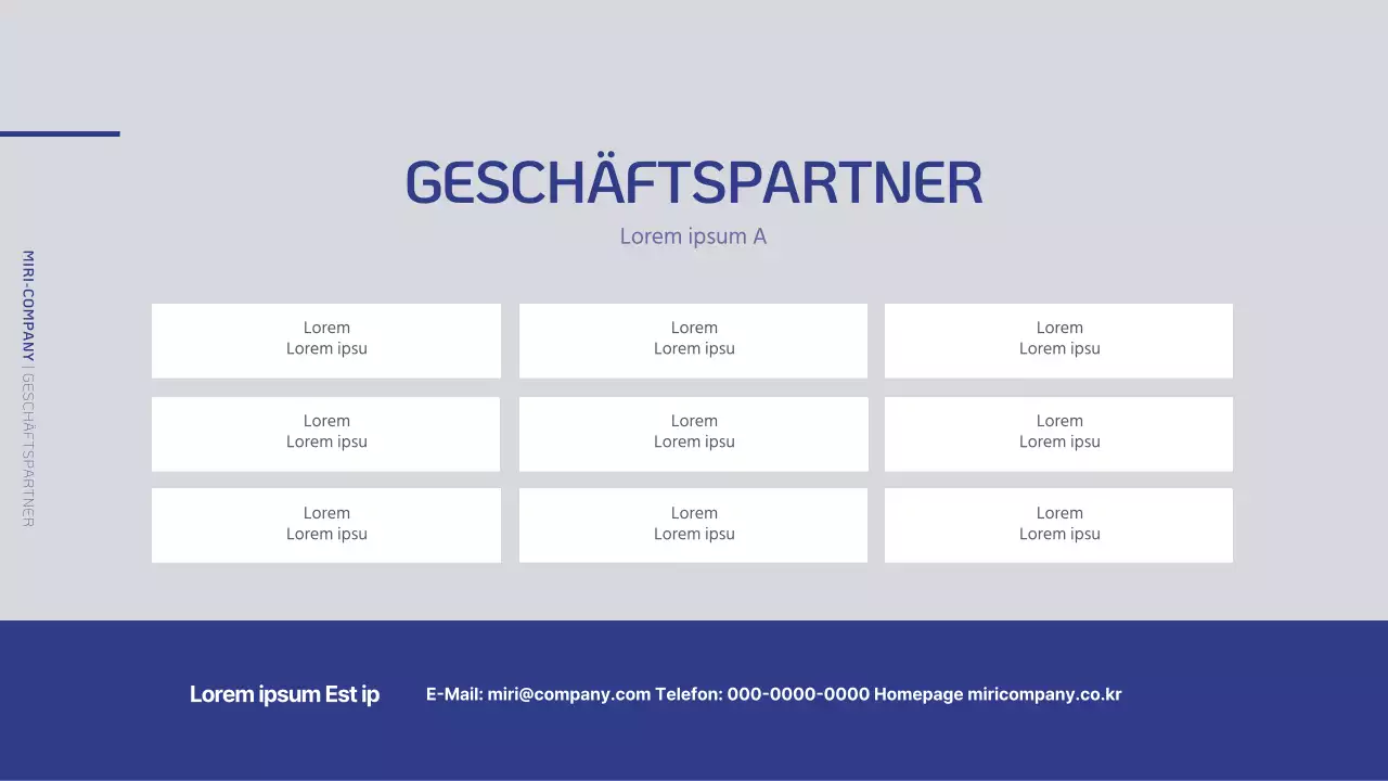 Ein einfaches Unternehmensprofil in Marineblau und Grau